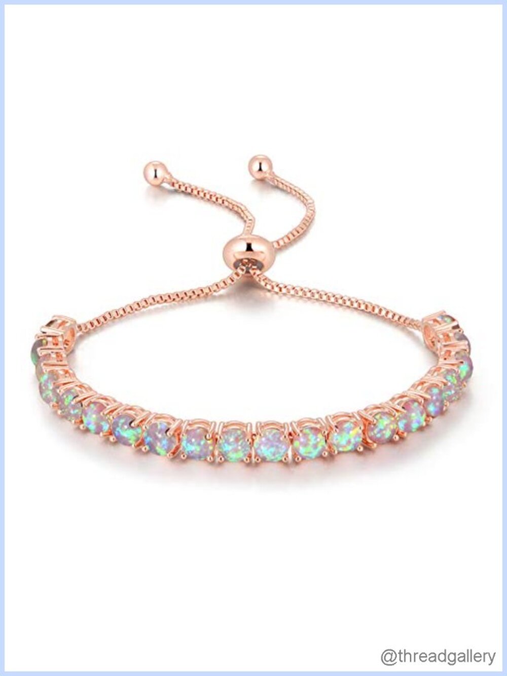 CiNily Adjustable Opal Tennis Bracelet Silver Plated